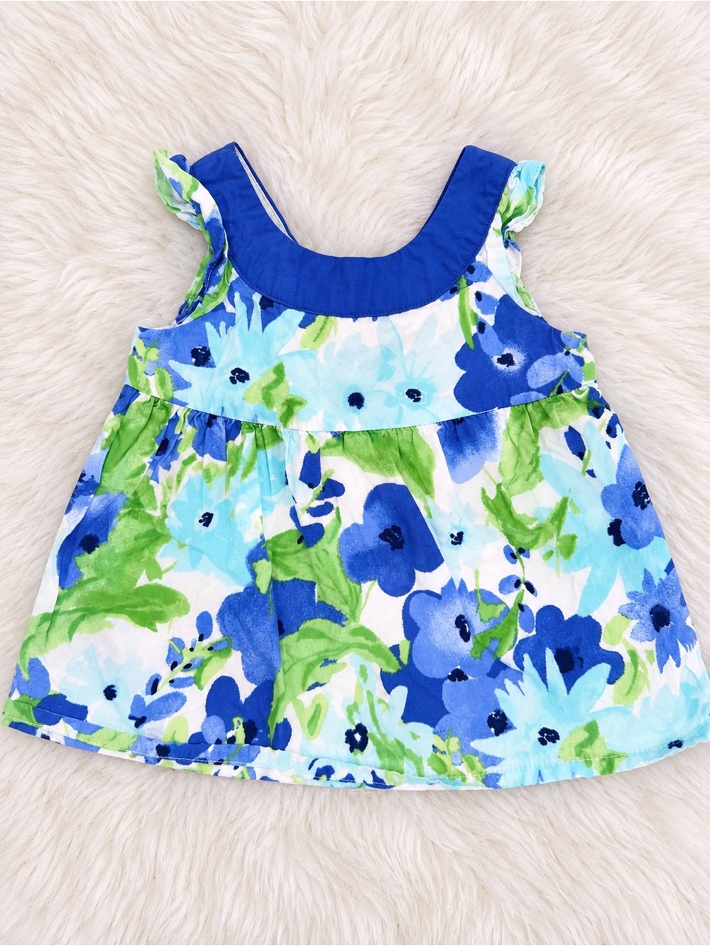 Gymboree Blue & Green Floral Sleeveless Toddler Top